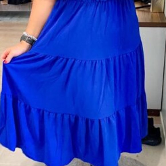 COUNTRY DOLLZ Blue maxi Dress crisscross back - Picture 7 of 7